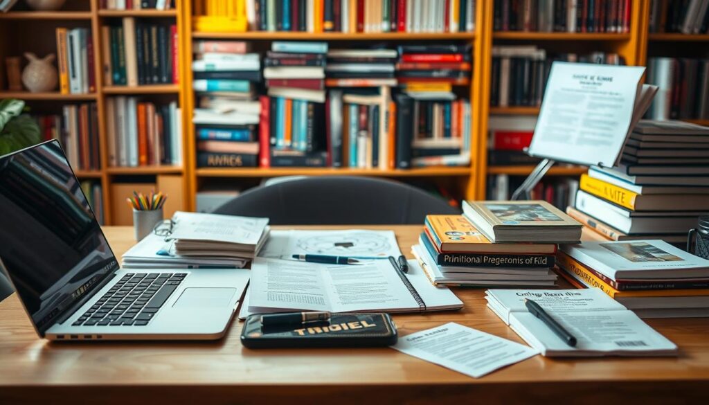 A neatly organized desk with a laptop, smartphone, and various coding learning resources like books, online tutorials, and notes scattered around. The scene is bathed in warm, natural lighting, creating a cozy and inviting atmosphere. In the background, a bookshelf filled with programming textbooks and reference guides, suggesting a dedicated workspace for learning and exploration. The overall composition conveys a sense of focus, dedication, and the joy of discovering the fundamentals of coding.
